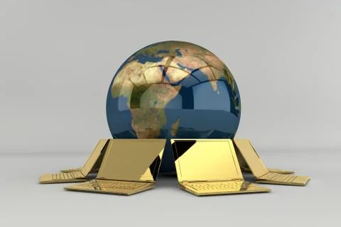 Notebooks with earth Stock Illustration