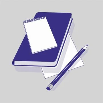 Notebooks, paper, pencil. Stock Illustration