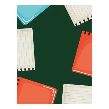 Notebooks school supplies with textbooks pattern Illustrazione stock