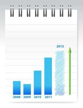 Notepad and blue graph illustration design on a gradient background Stock-Illustration