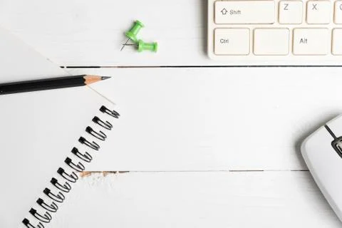 Notepad and computer Stock Photos