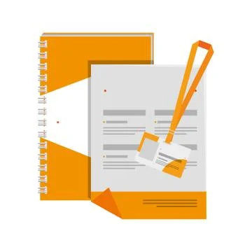 Notepad and document id with company emblem print Stock Illustration