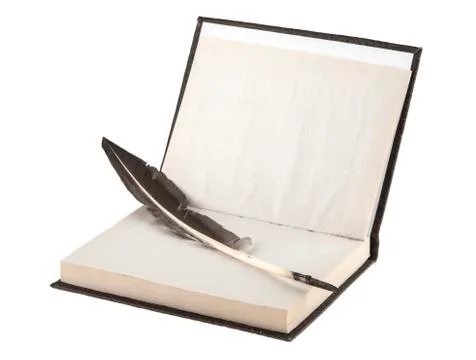 Notepad and  feather with ink Stock Photos