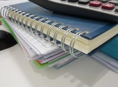 Notepad and file document in office Stock Photos