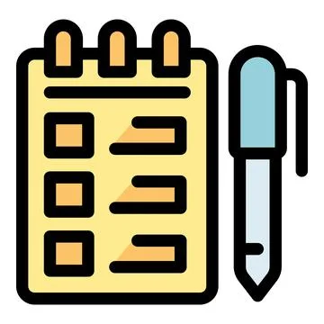 Notepad and pen representing planning and organization Illustrazione stock