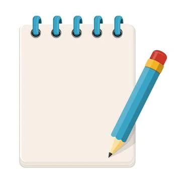 Notepad and pencil flat cartoon illustration Иллюстрация