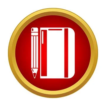 Notepad and pencil icon circular button education Stock Illustration