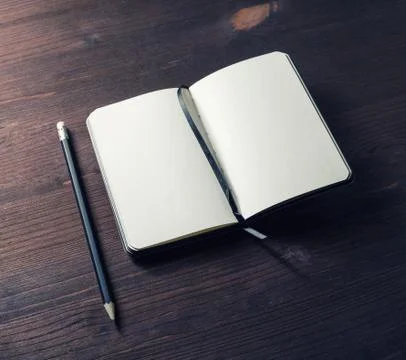 Notepad and pencil Stock Photos
