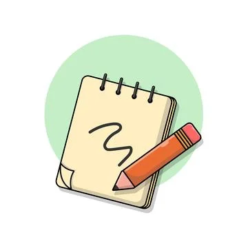 Notepad and Pencil Stationery Vector Illustration. School Objects Concept Design Illustrazione stock