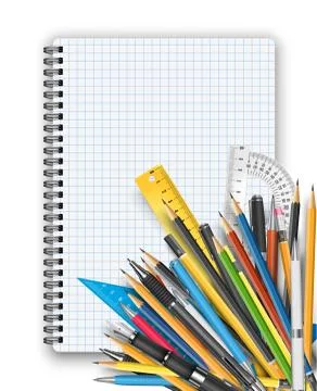 Notepad and pens Stock Illustration