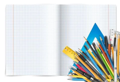 Notepad and pens Stock Illustration