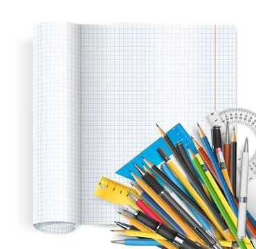 Notepad and pens Stock Illustration