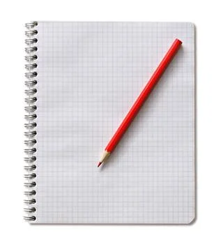 Notepad and red pencil Stock Photos