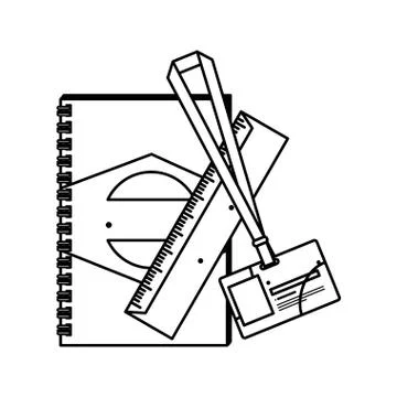 Notepad and rule ,document with company emblem print Stock Illustration