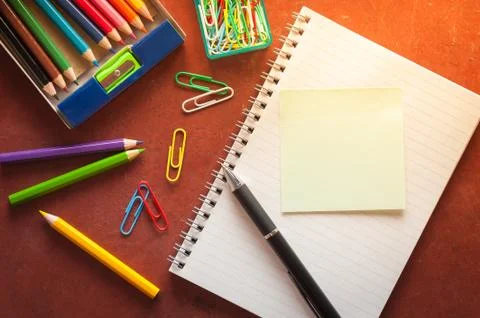 Notepad and sticky paper Stock Photos