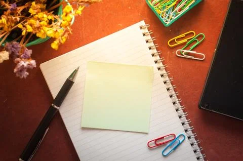 Notepad and sticky paper Stock Photos