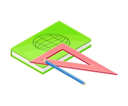 Notepad and Triangular Ruler as Geology Instrument for Drafting Vector Stock Illustration