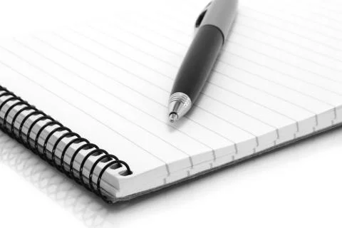 Notepad with ball pen Stock Photos