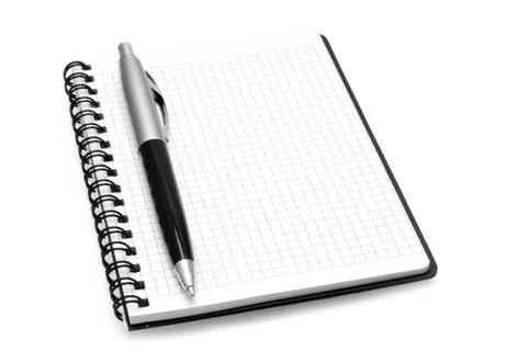 Notepad with ball pen Stock Photos
