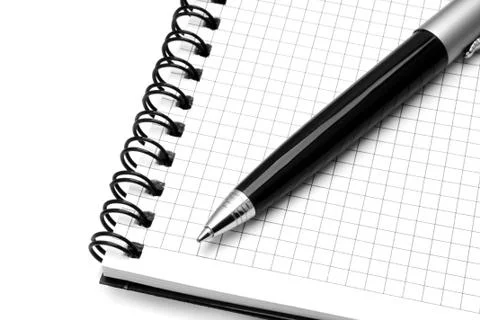 Notepad with ball pen Stock Photos