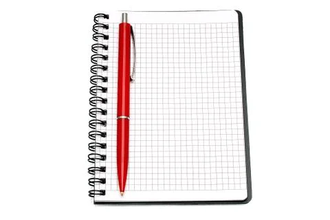 Notepad with ball pen Stock Photos