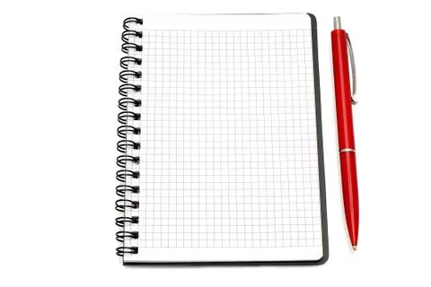 Notepad with ball pen Stock Photos