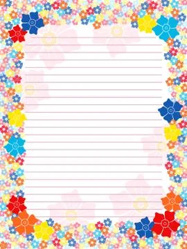 Notepad blank with floral multicolour frame Stock Illustration