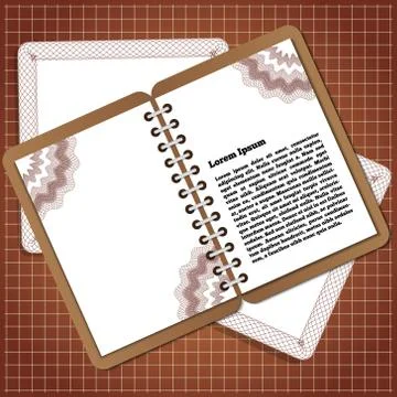 Notepad on a brown background. Stock Illustration