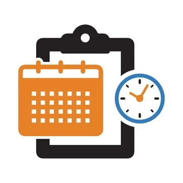 Notepad, calendar, clock, business schedule time report icon Stock Illustration