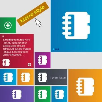 Notepad, calendar icon sign. buttons. Modern interface website buttons with c 库存插图