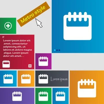 Notepad, calendar icon sign. buttons. Modern interface website buttons with c Stock Illustration