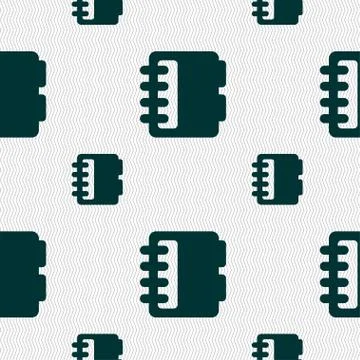 Notepad, calendar icon sign. Seamless pattern with geometric texture. Stock Illustration