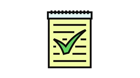 Notepad check mark color icon animation Stock Footage 326104977