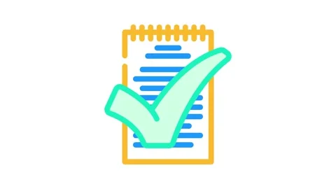 Notepad check mark color icon animation Stock Footage 327266484