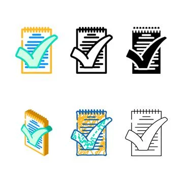Notepad check mark color modern icon vector Stock Illustration
