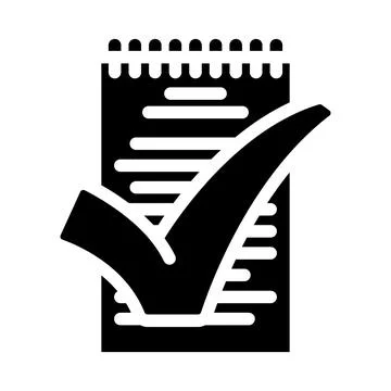 Notepad check mark glyph icon vector illustration Illustrazione stock