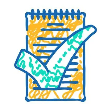 Notepad check mark icon doodle illustration 스톡 일러스트