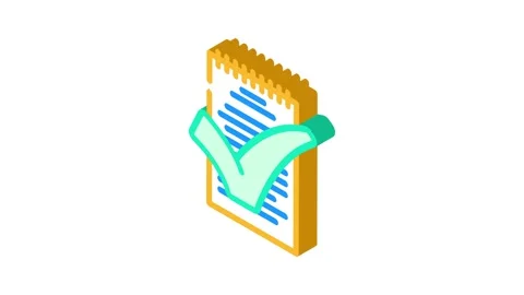 Notepad check mark isometric icon animation Stock Footage 327289431