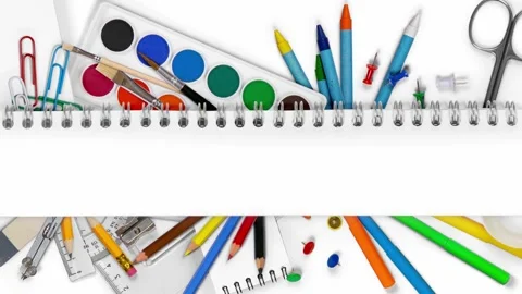 Notepad with Colorful School Supplies Video stock 157819002