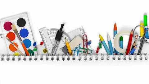 Notepad with Colorful School Supplies Vídeo Stock 159079255