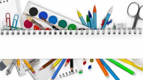 Notepad with Colorful School Supplies Stock-Footage 160091909