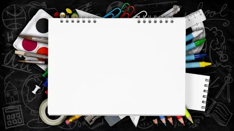 Notepad with Colorful School Supplies Stock Footage 201477059