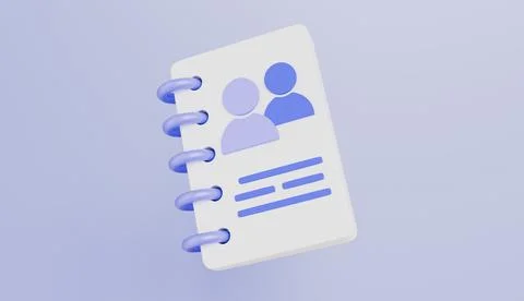 Notepad with contact group icon, address book, global community notebook 库存插图