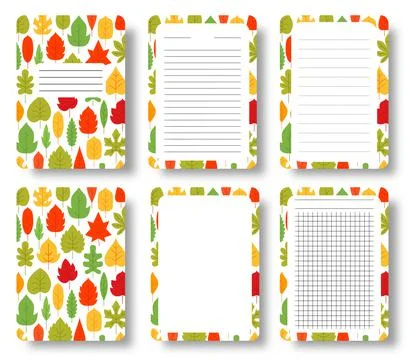 Notepad cover line grid page floral branch leaf Stock Illustration
