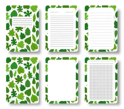 Notepad cover line grid page floral branch leaf Stock Illustration