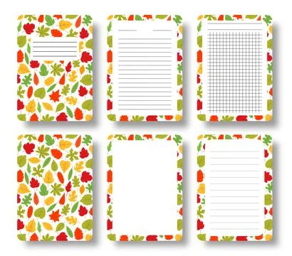 Notepad cover line grid page floral branch leaf Stock Illustration