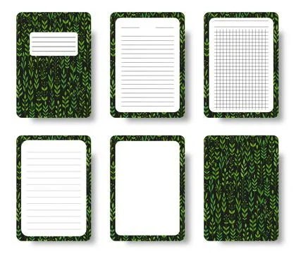 Notepad cover line grid page floral branch leaf Stock Illustration