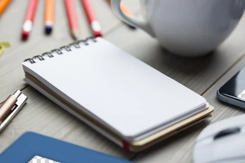Notepad on desk Stock Illustration