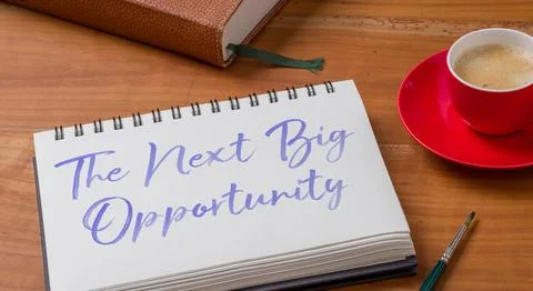 A Notepad on a desk - The Next Big Opportunity 스톡 사진