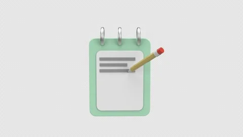 Notepad document with pencil concept Loop 3d animation with Alpha Channel Stock Footage 303572664